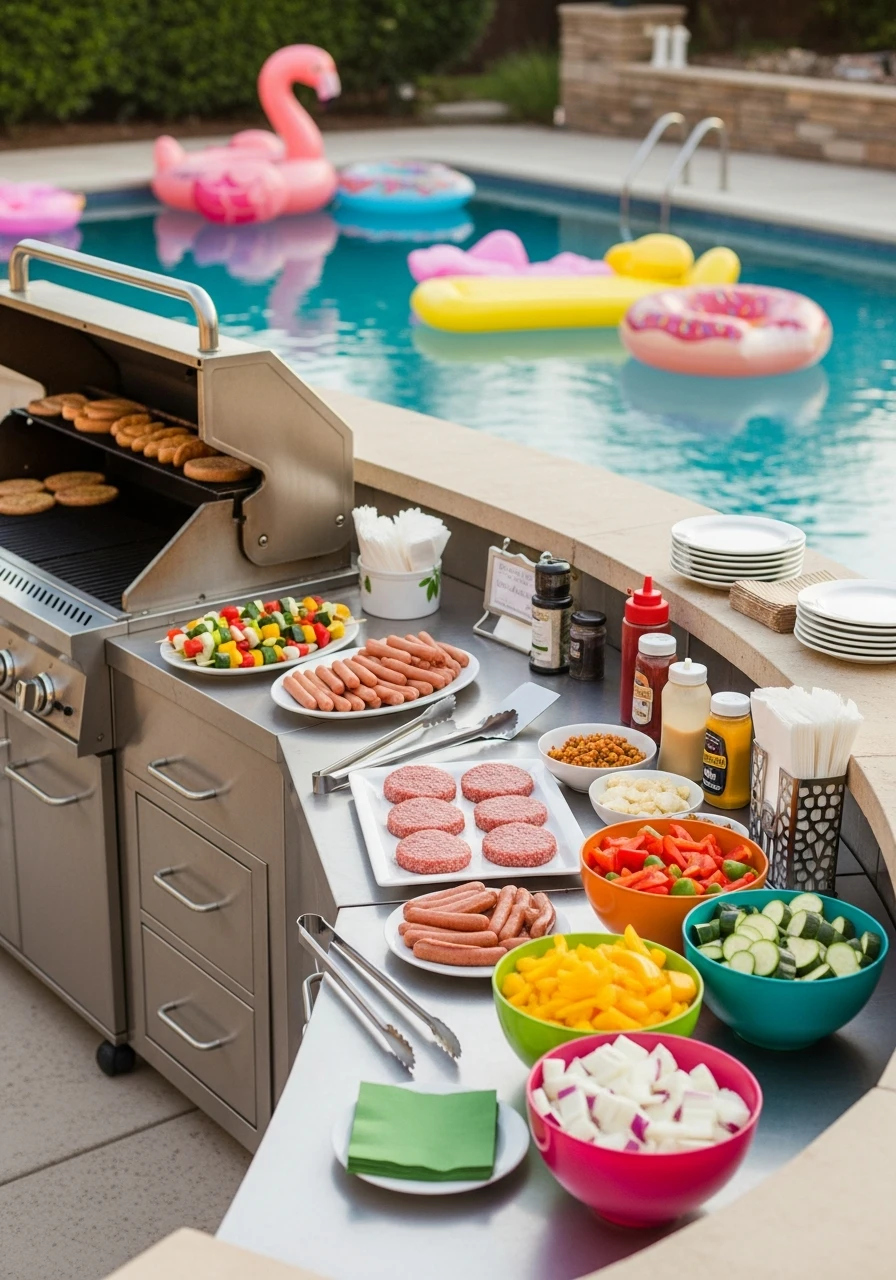 Easy Grill Master Station - 35 Awesome Pool Party Ideas You Need This Summer