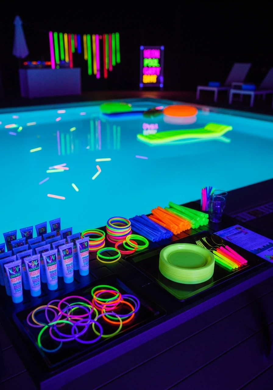 Neon Glow Party - 35 Awesome Pool Party Ideas You Need This Summer