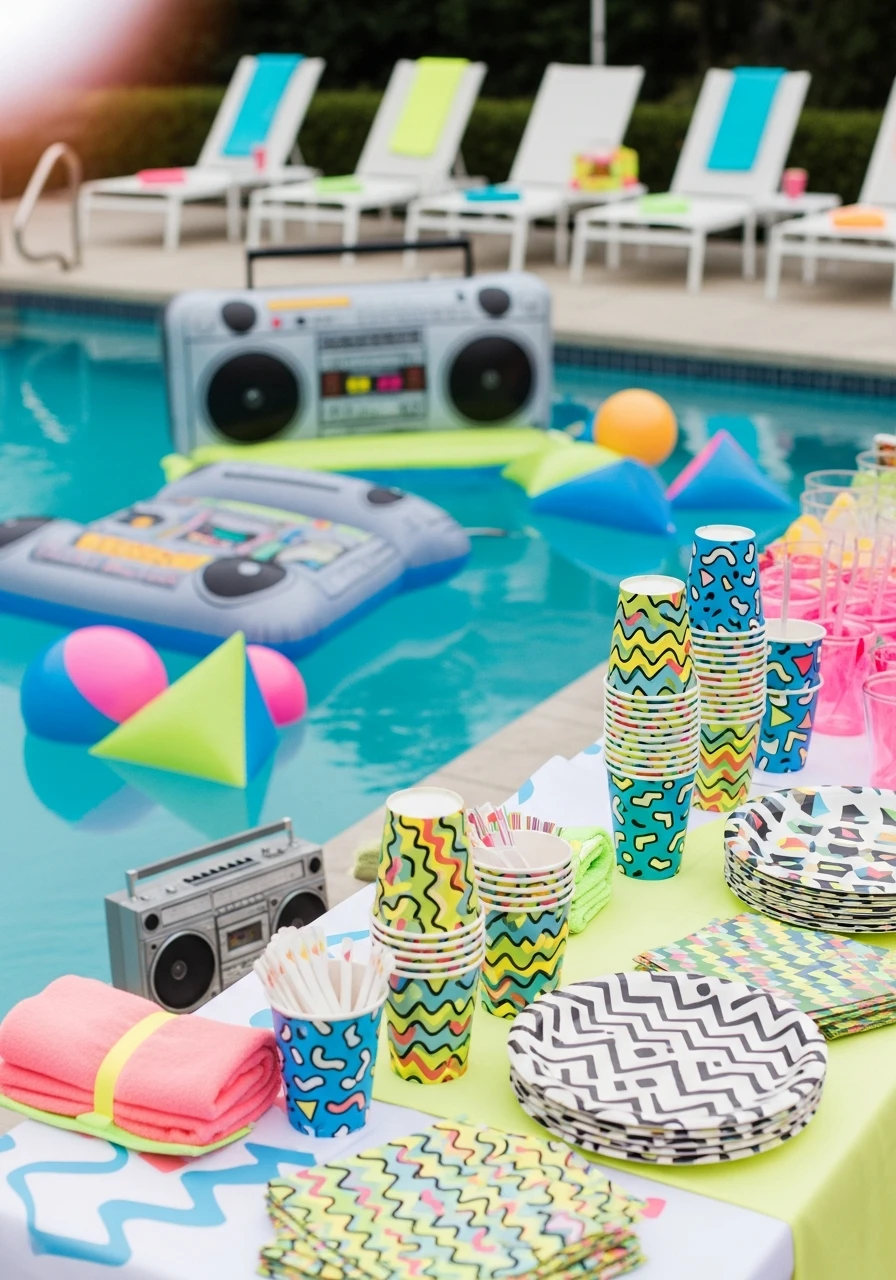 Retro 80s Splash - 35 Awesome Pool Party Ideas You Need This Summer