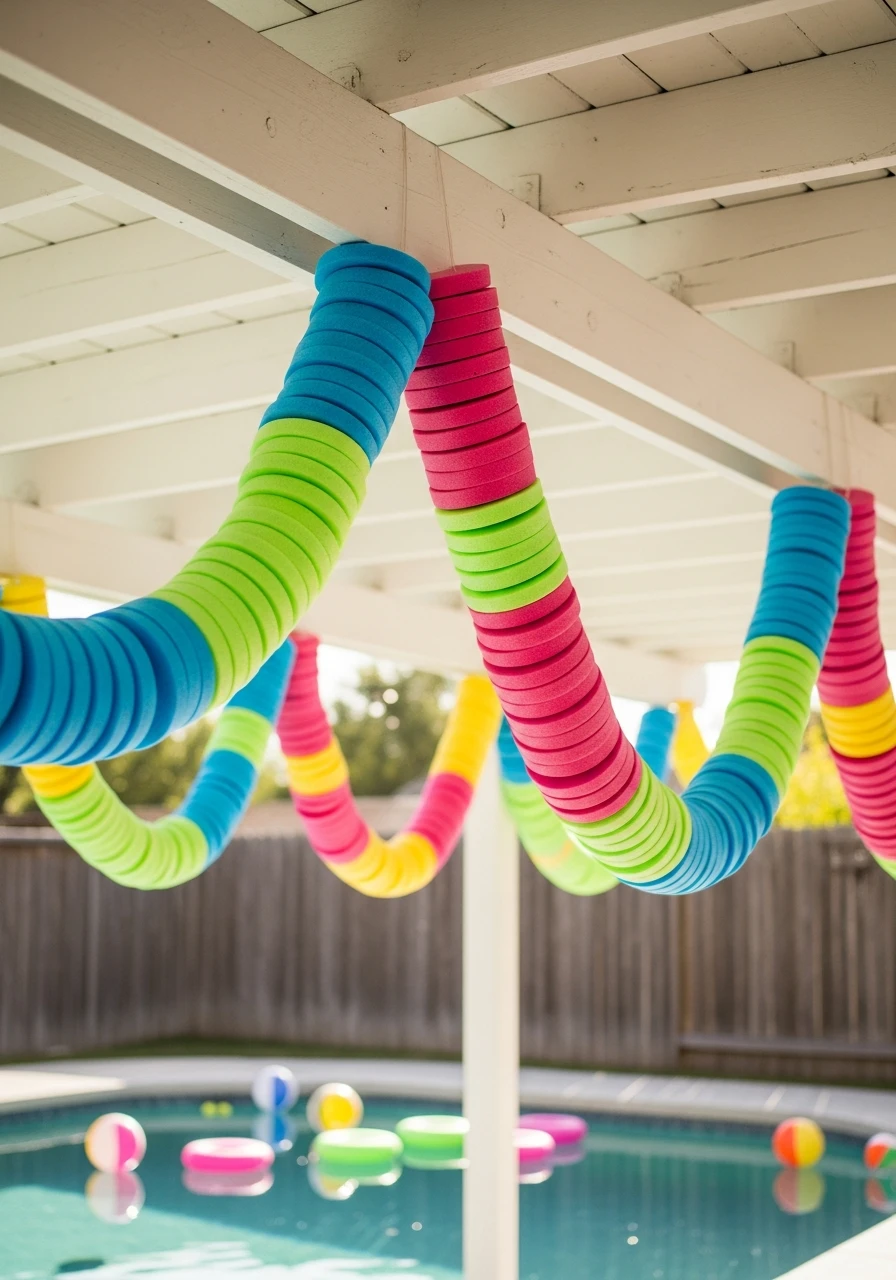 Pool Noodle Garland - 35 Awesome Pool Party Ideas You Need This Summer