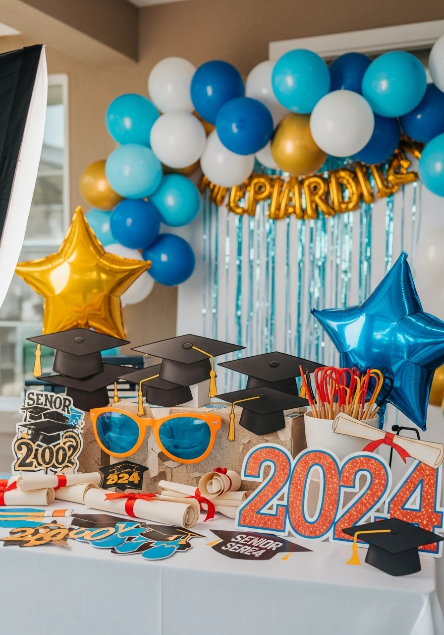 Photo Booth with Graduation Props