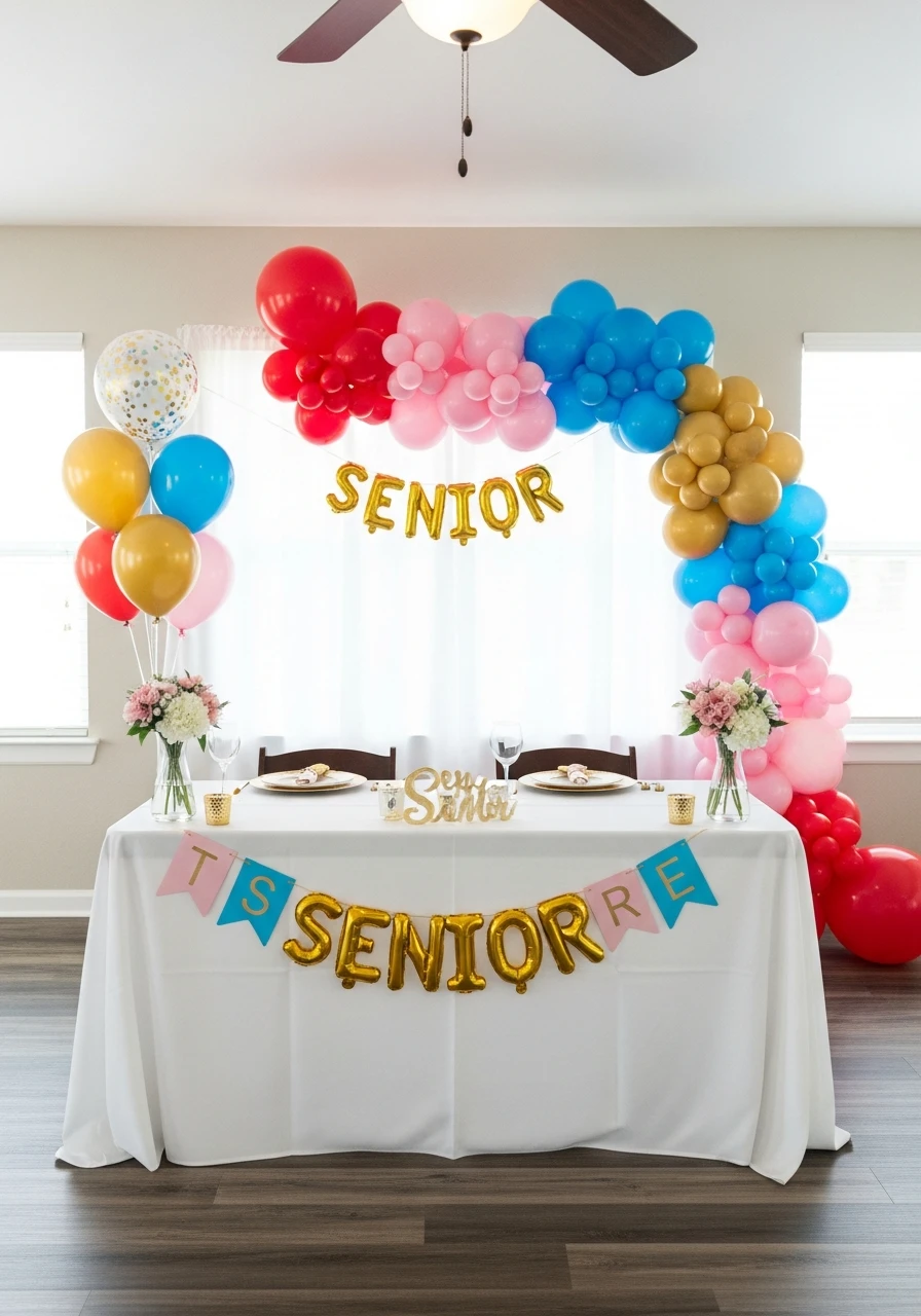 Balloon Arch Senior Table Backdrop