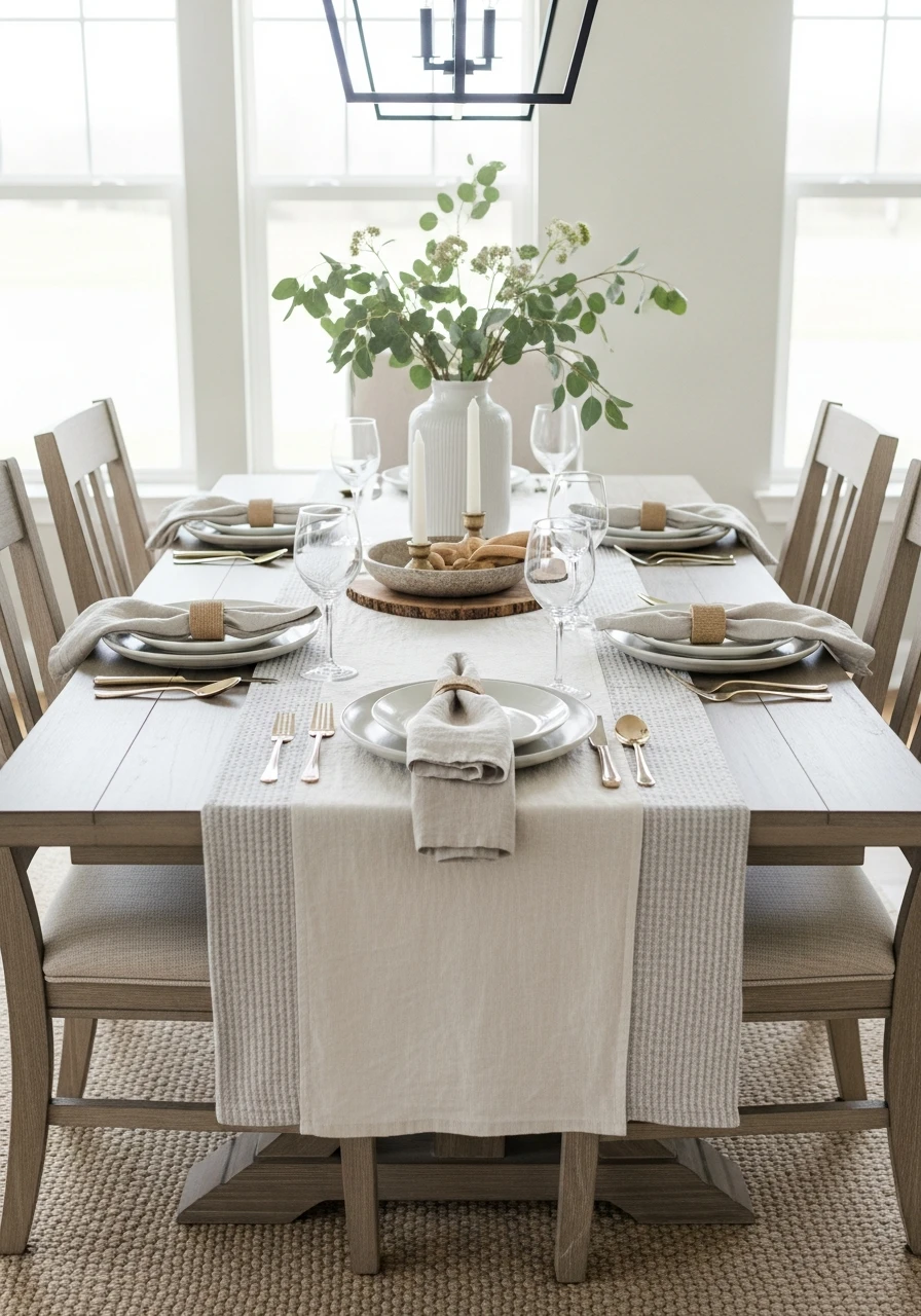 Neutral Linen Layered Table