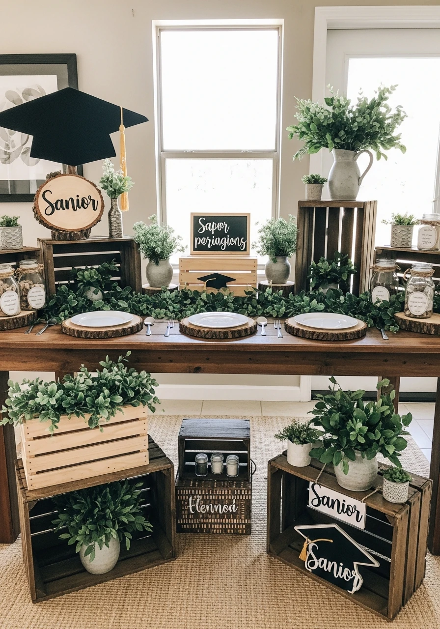 Rustic Wood Graduation Table