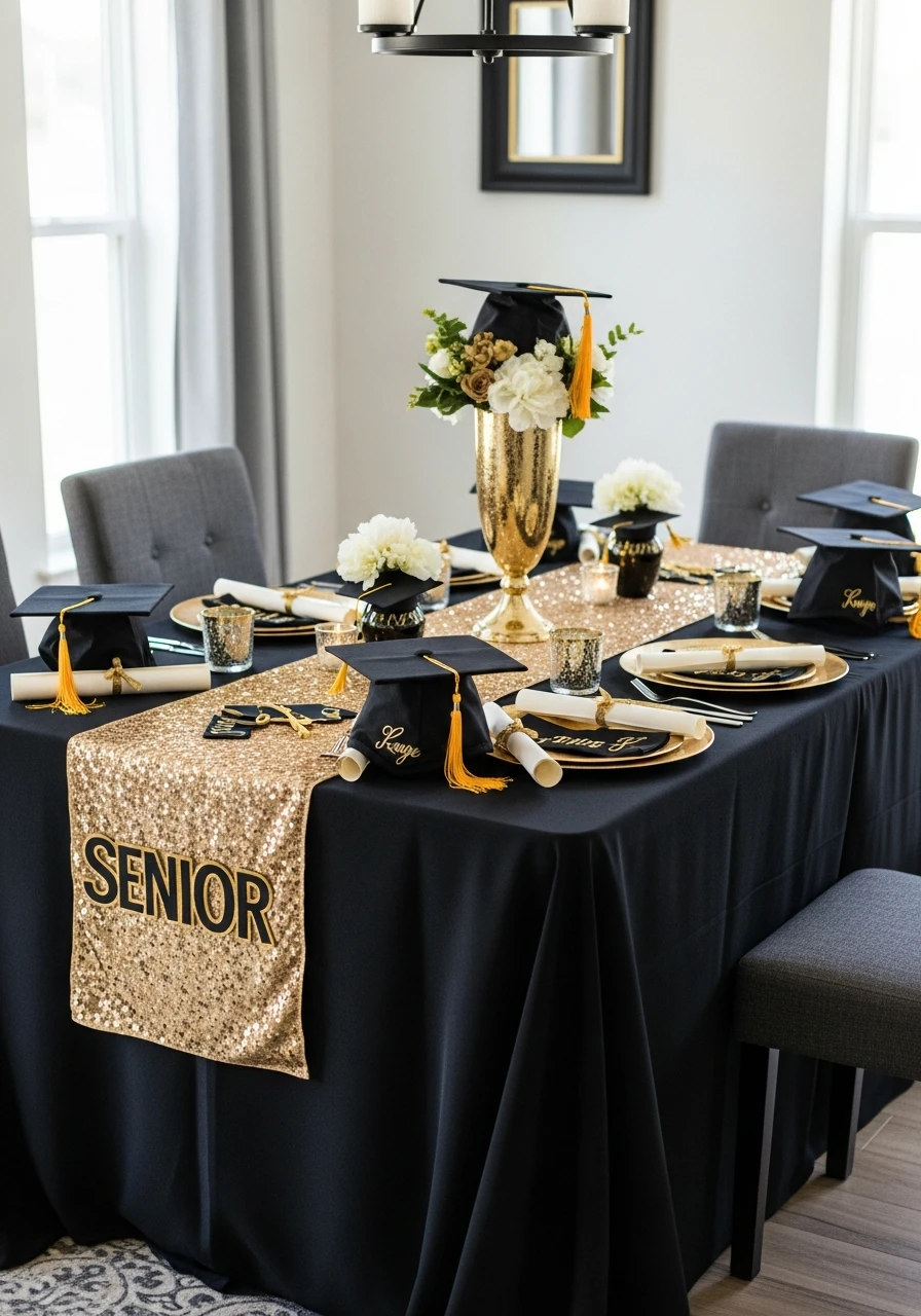 Elegant Black and Gold Senior Table