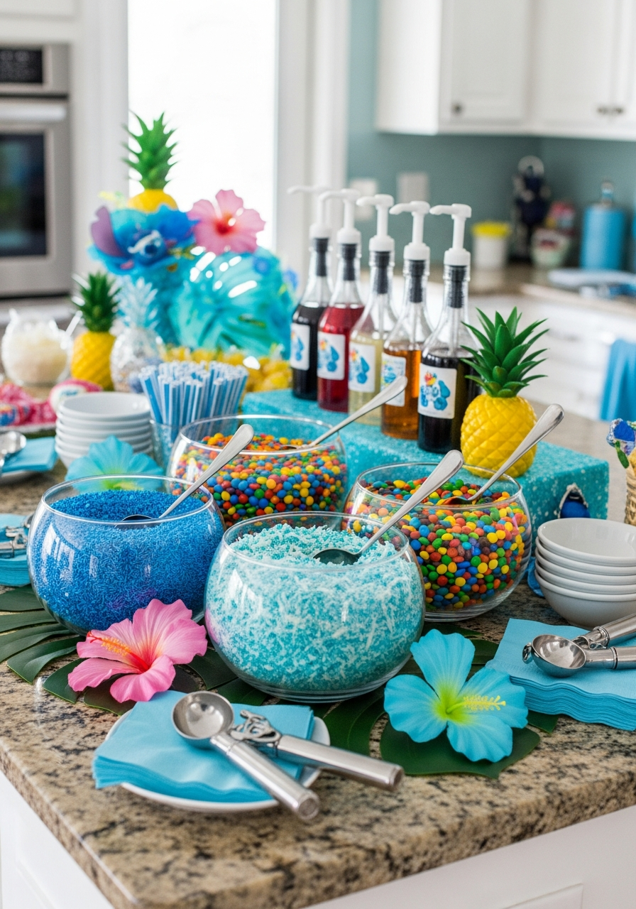 Ice Cream Bar With Blue Toppings