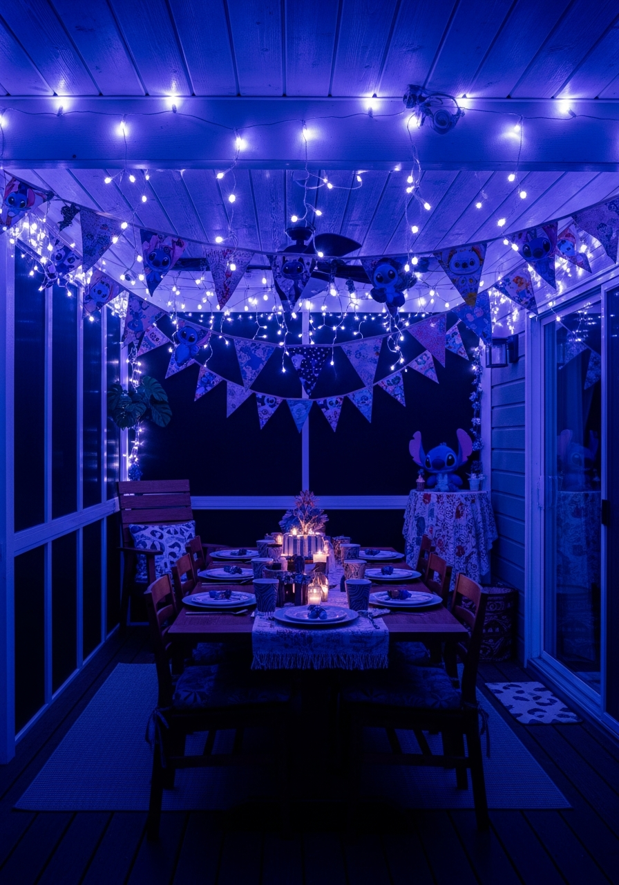 String Lights in Blue and Purple Tones