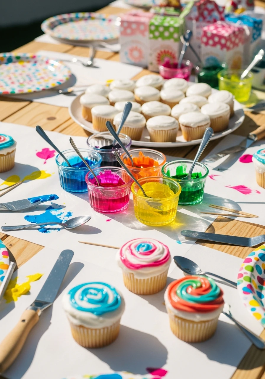 Tie-Dye Cake Decorating - The Ultimate List of Summer Birthday Party Ideas