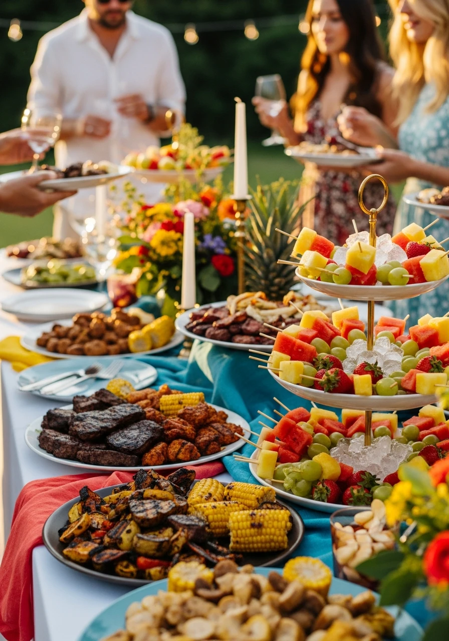 BBQ and Fruit Skewers - 50 Best Summer Party Ideas That Are Easy to Plan