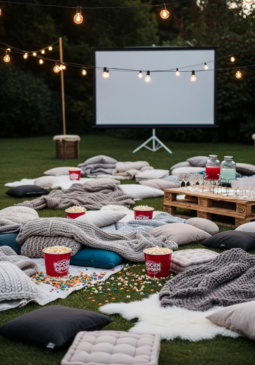 Cozy Outdoor Movie Night - 50 Best Summer Party Ideas That Are Easy to Plan