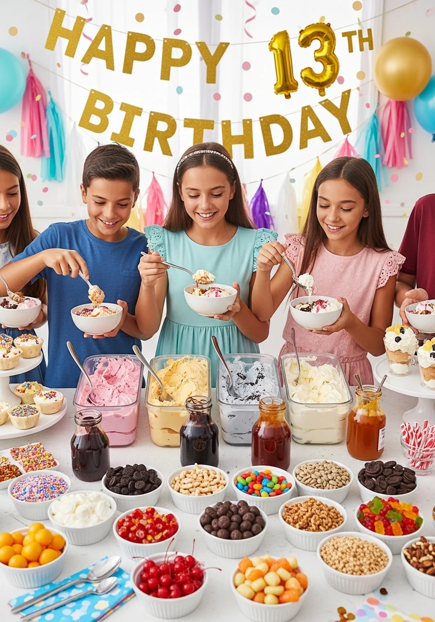 Ice Cream Sundae Bar - 13th Birthday Party Ideas