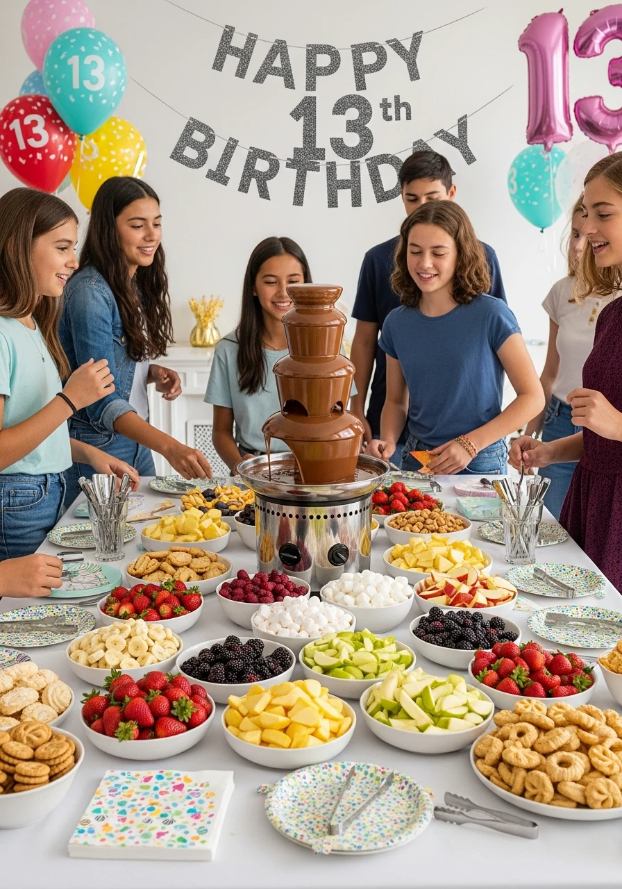 Chocolate Fountain Fun - 13th Birthday Party Ideas