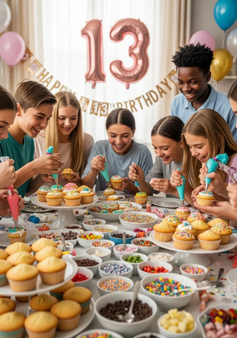 Cupcake Decorating Fun - 13th Birthday Party Ideas