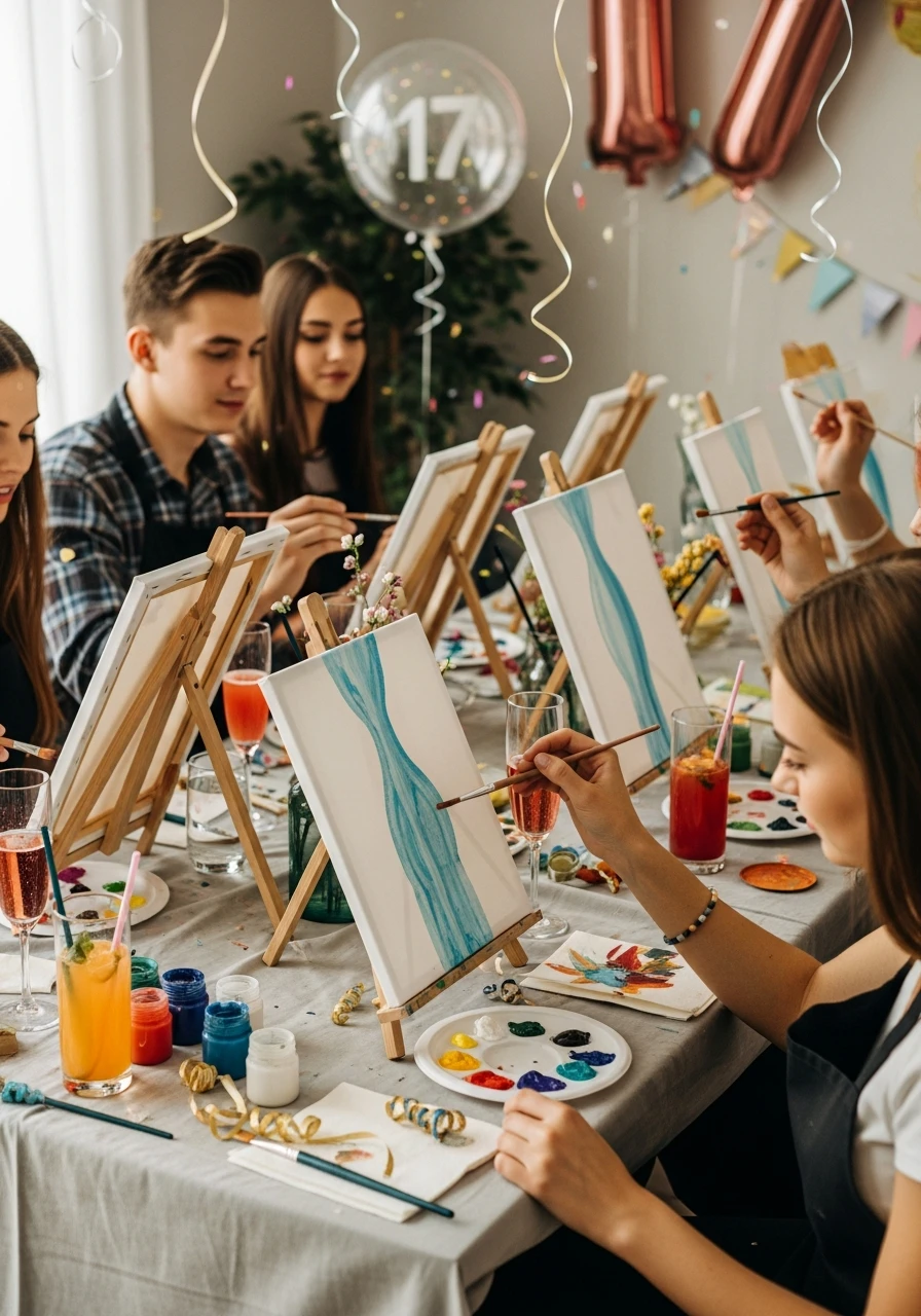 Paint & Sip (Non-Alcoholic) - 17th Birthday Ideas