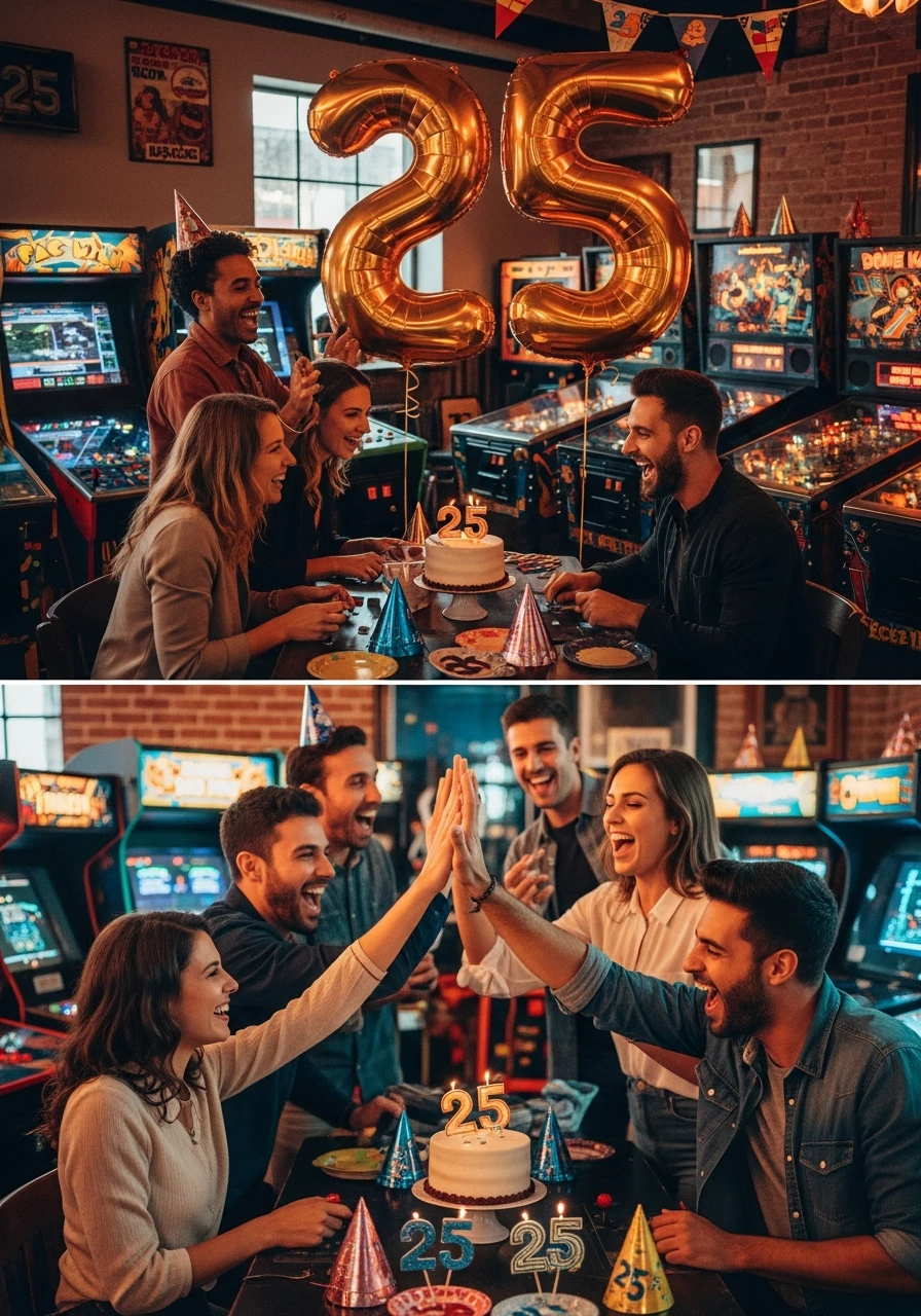 Retro Arcade Night - 25th Birthday Ideas: Celebrate Your Quarter-Century Mark!