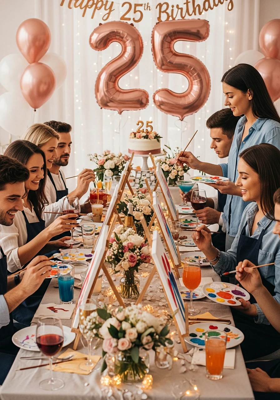 Paint & Sip Party - 25th Birthday Ideas: Celebrate Your Quarter-Century Mark!