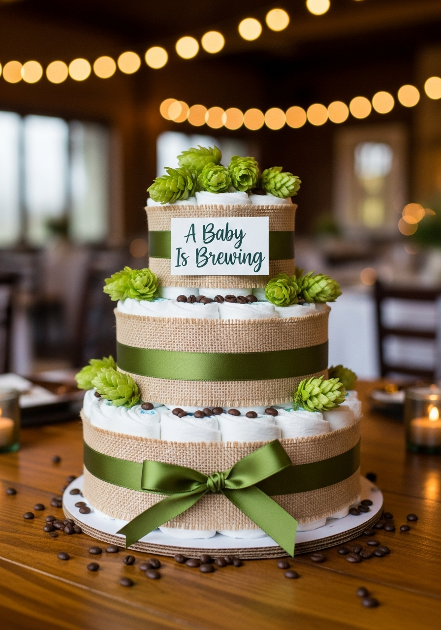 16. Brewery Style Diaper Cake Tower