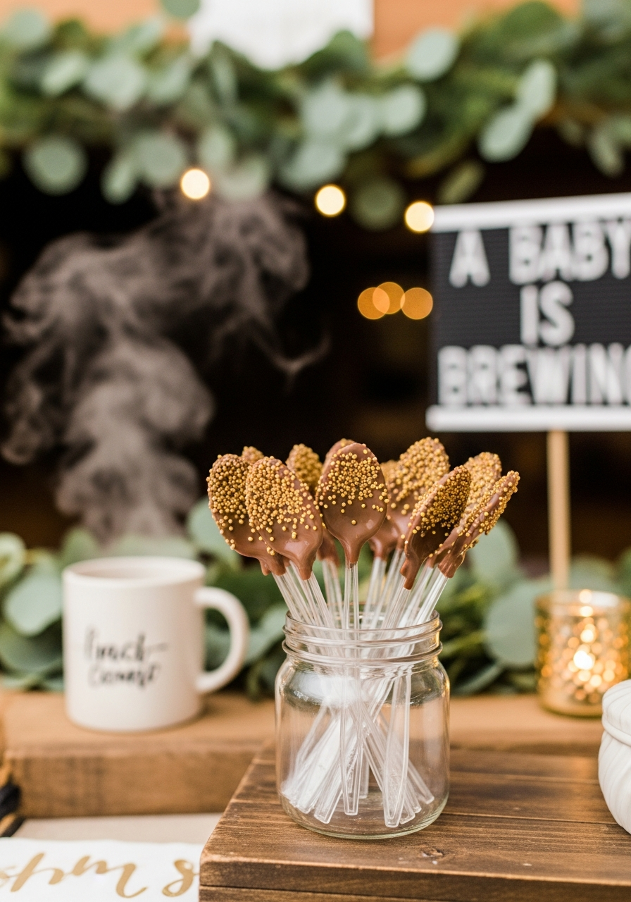 21. Chocolate Dipped Plastic Stirring Spoons