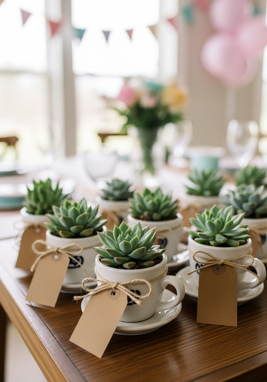 23. Small Potted Succulent Plant Favors