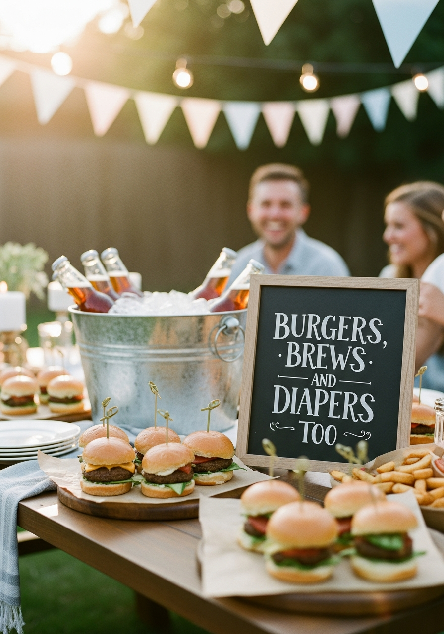 2. Burgers Brews and Baby Theme