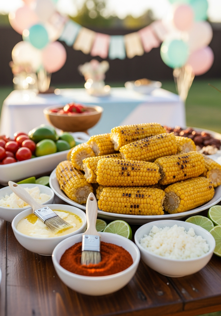 21. Grilled Corn Toppings Station