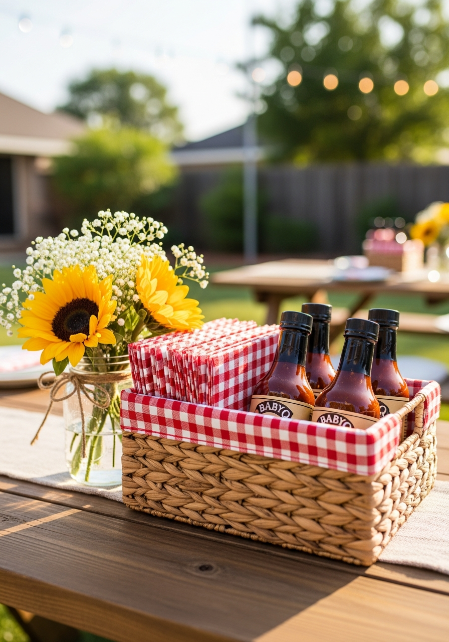 27. BBQ Picnic Table Centerpieces