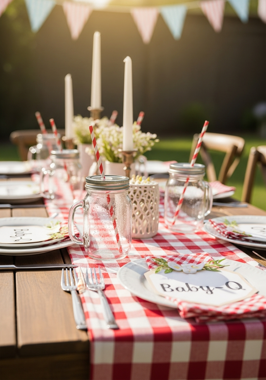 3. Red Gingham BBQ Decor