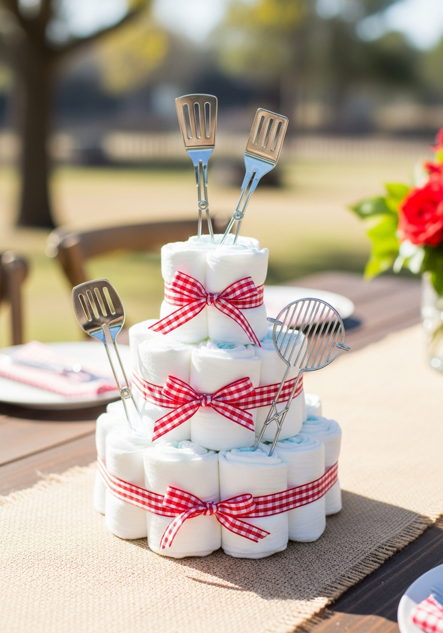 47. BBQ Themed Diaper Cake
