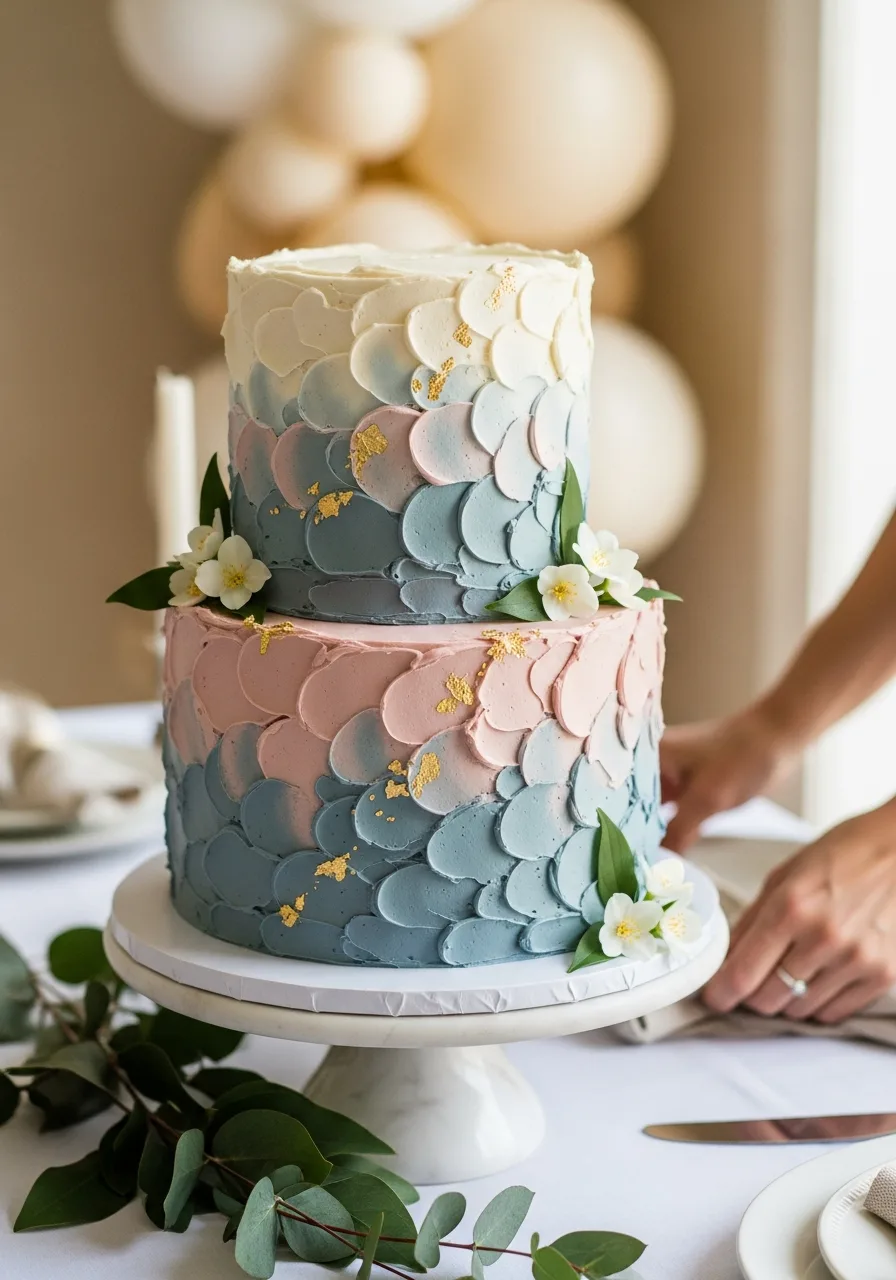 1. Blue and Pink Neutral Cake