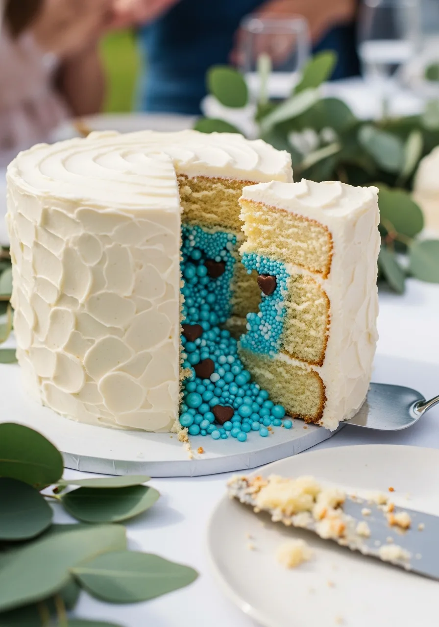 2. Gender Reveal Surprise Cake