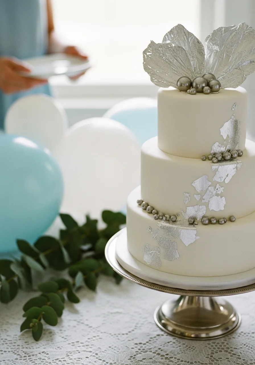 20. Silver Accent Elegant Cake