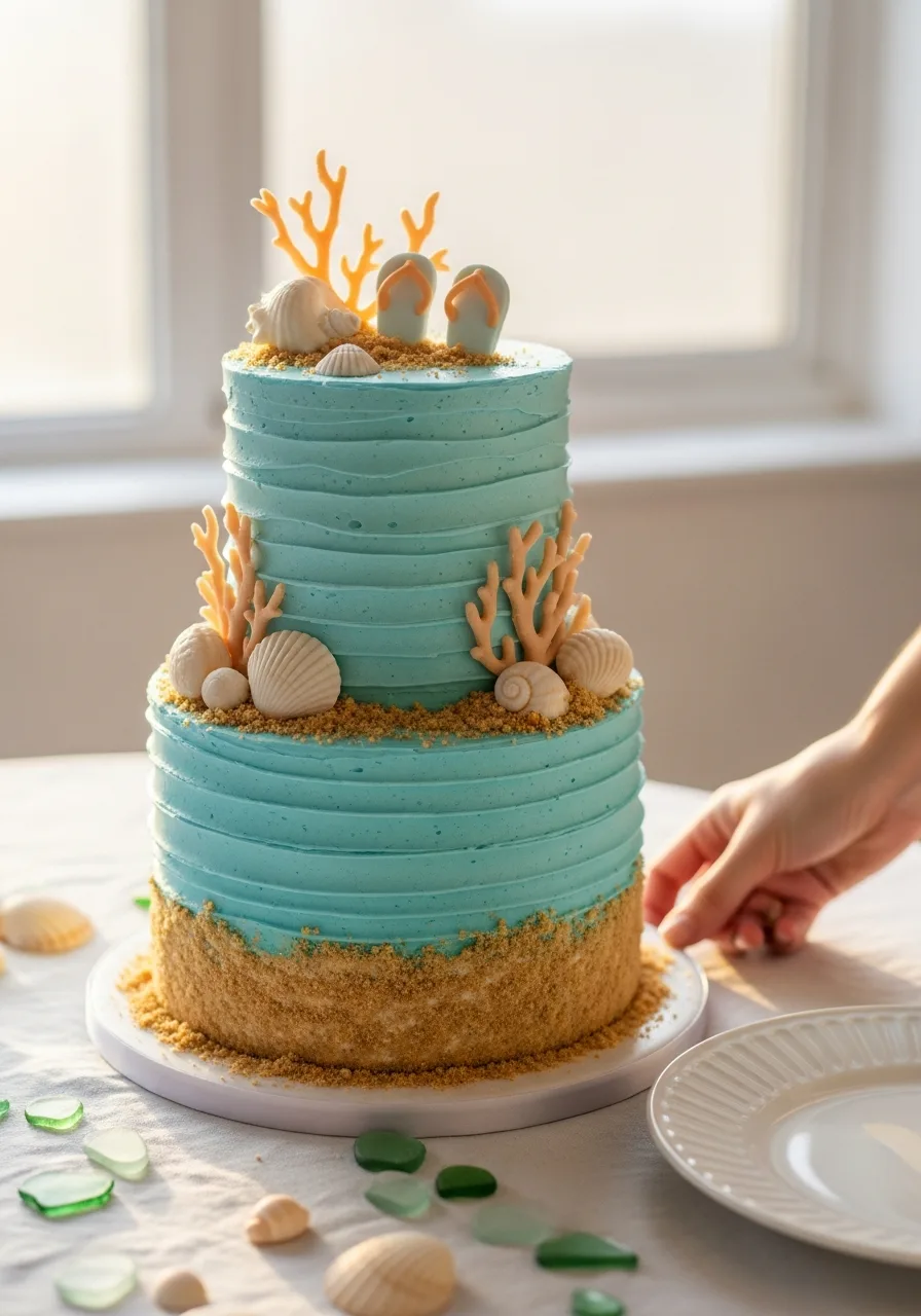 40. Beach Theme Baby Cake