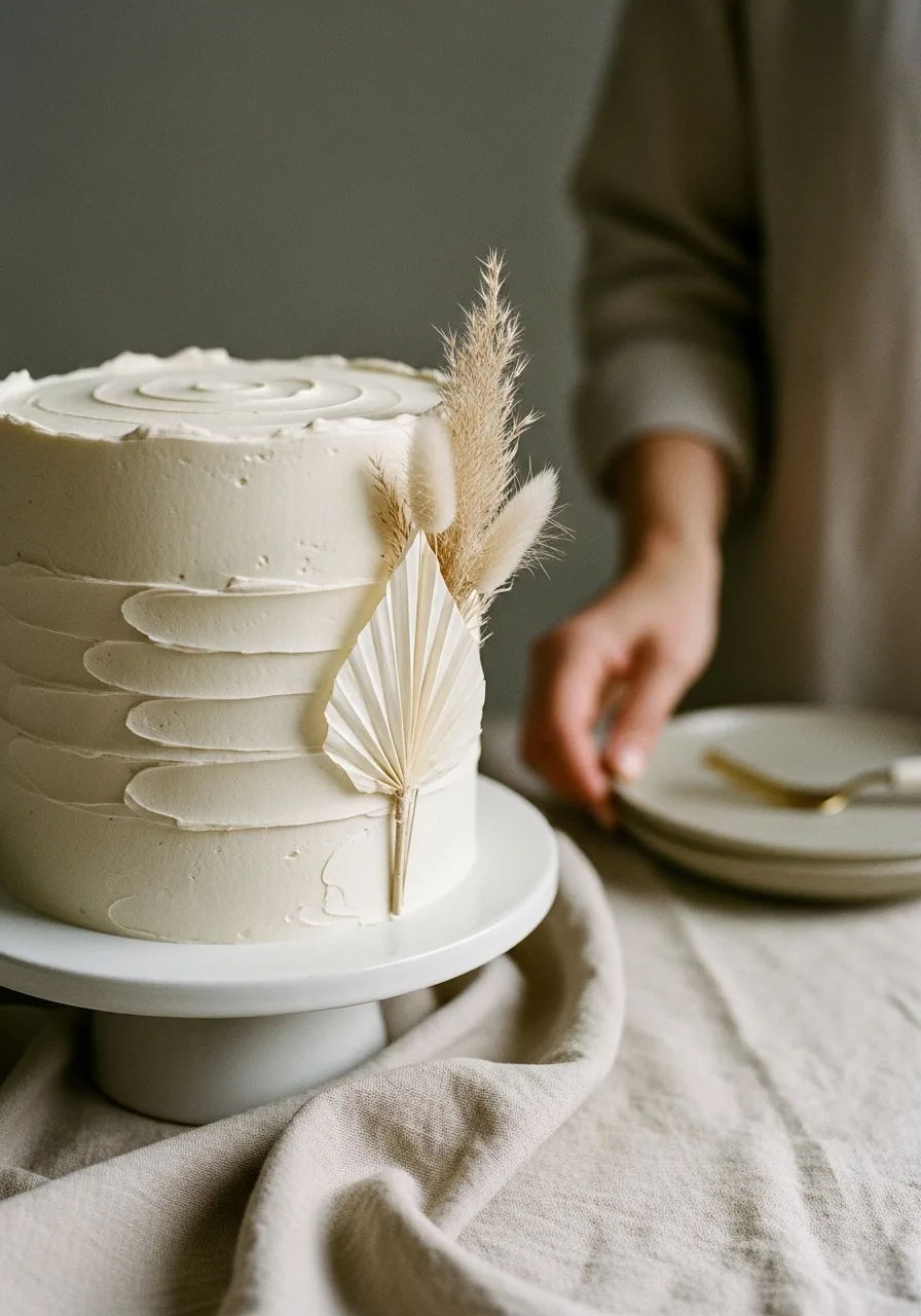 42. Minimalist Neutral Tone Cake