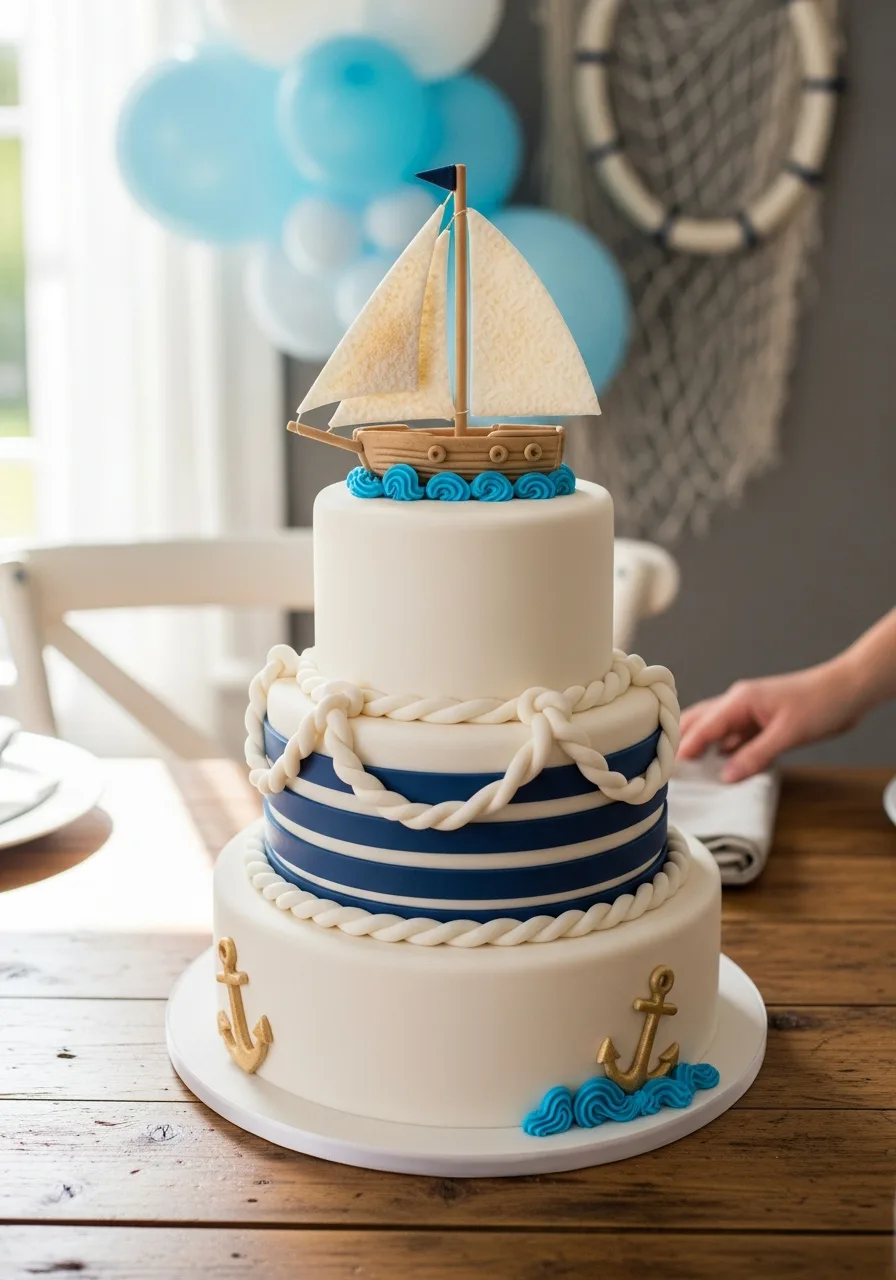 9. Nautical Sailboat Cake