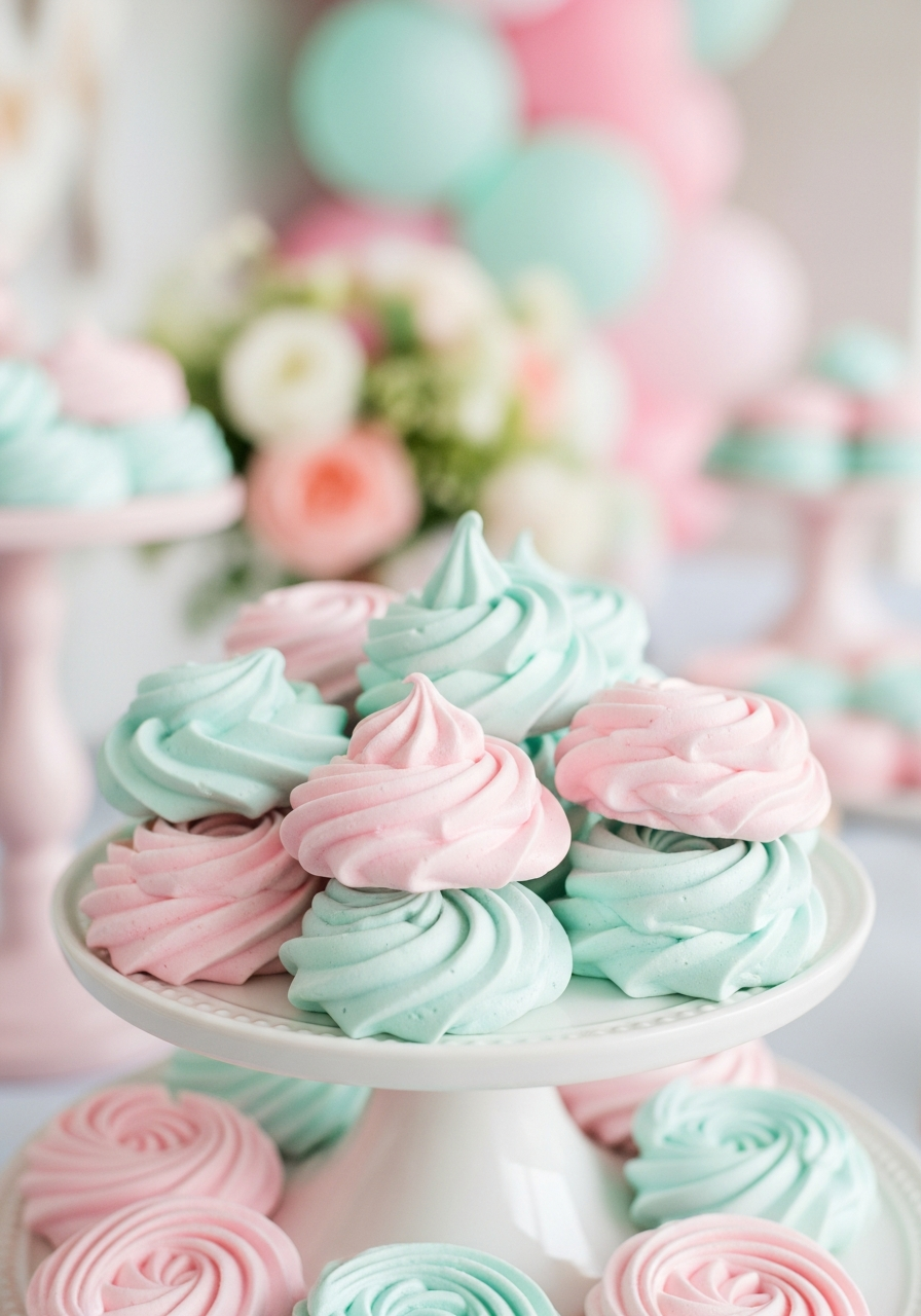 37. Pastel Meringue Cookies