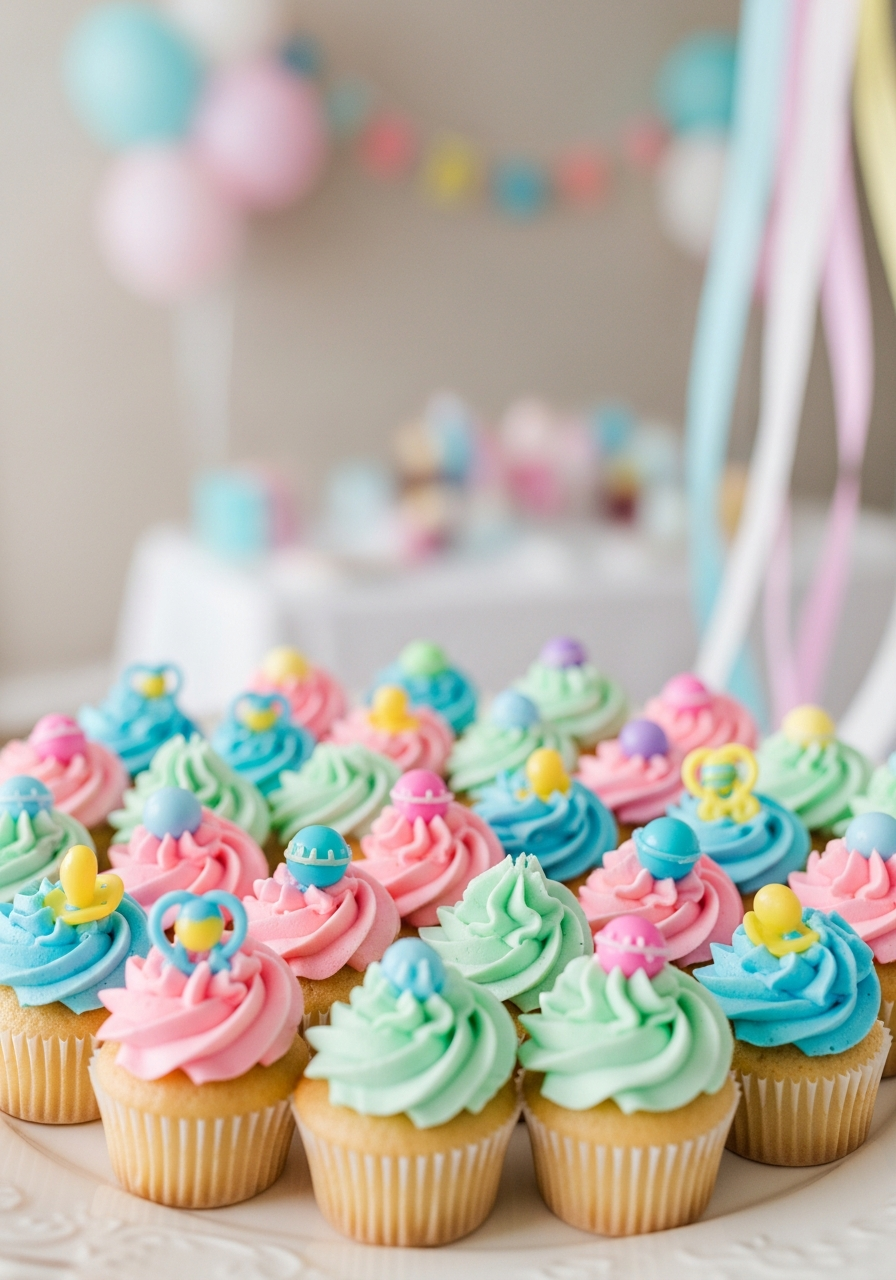 4. Mini Baby Shower Cupcakes