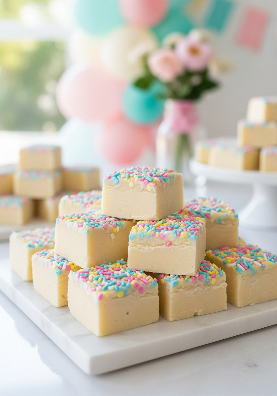 41. Baby Shower Sprinkle Fudge