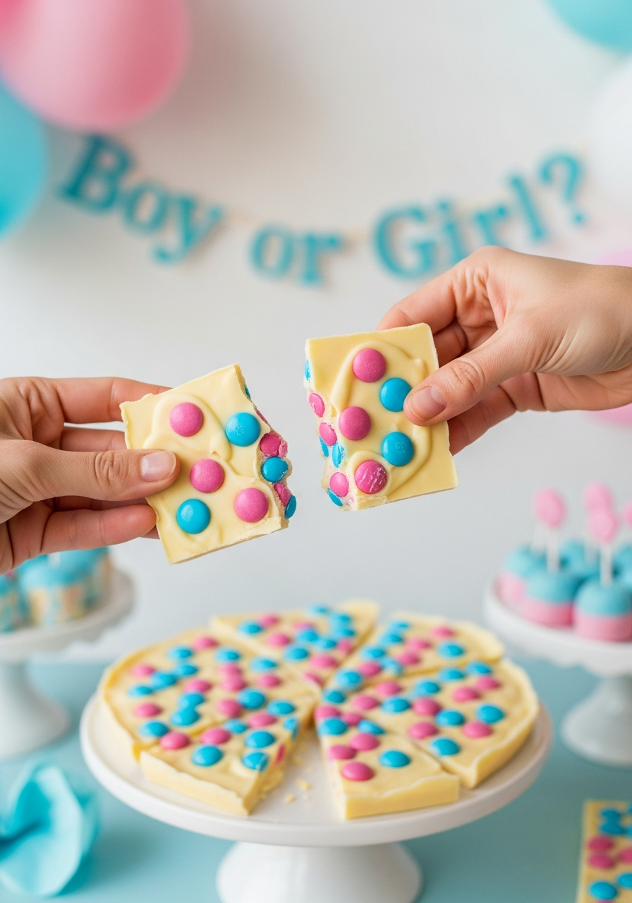 48. Gender Reveal Chocolate Bark