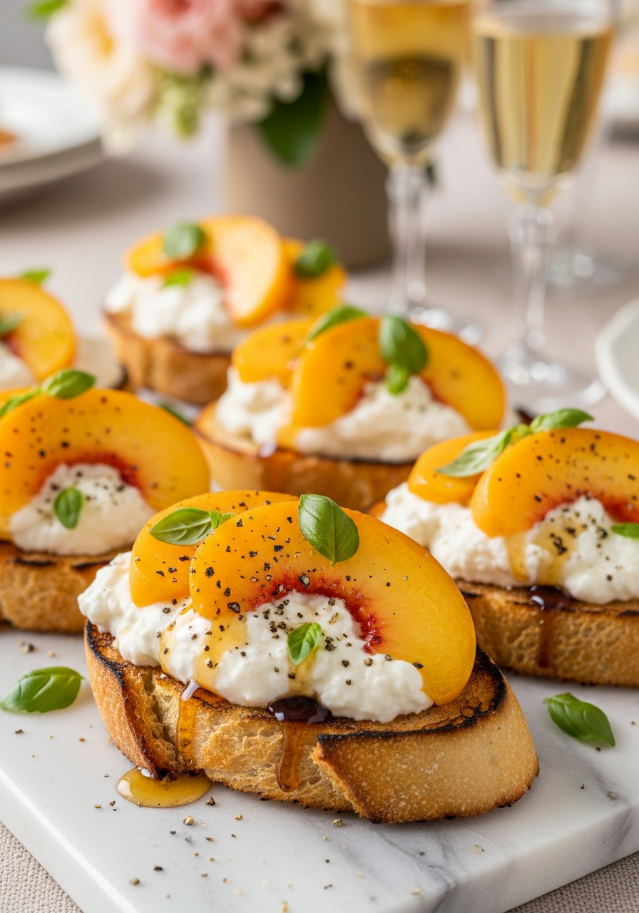 41. Peach and Burrata Crostini