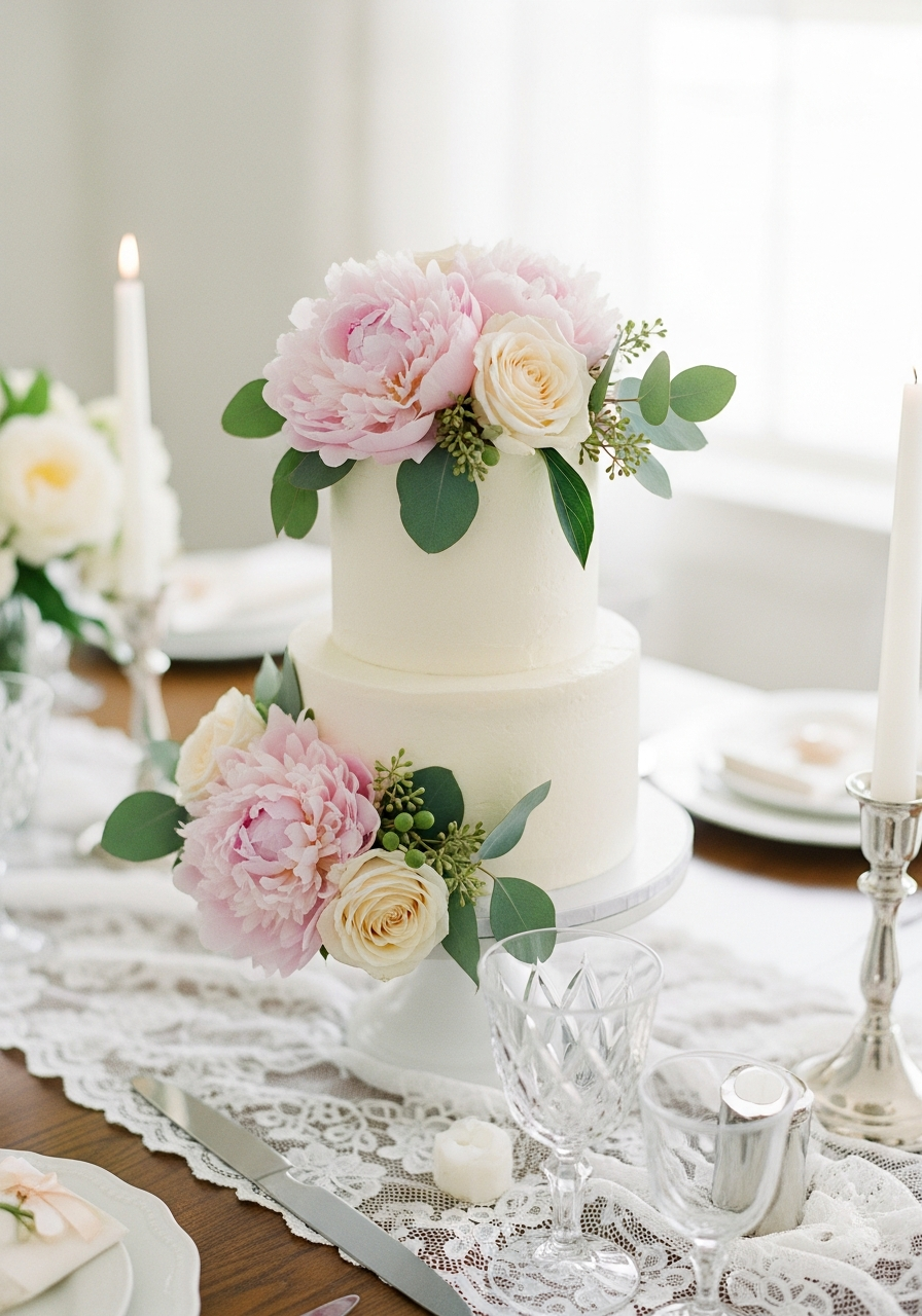 11. Fresh Flower Bridal Cake