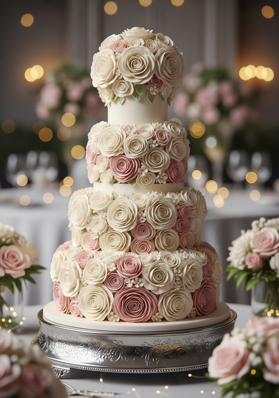 13. Rose Covered Bridal Cake