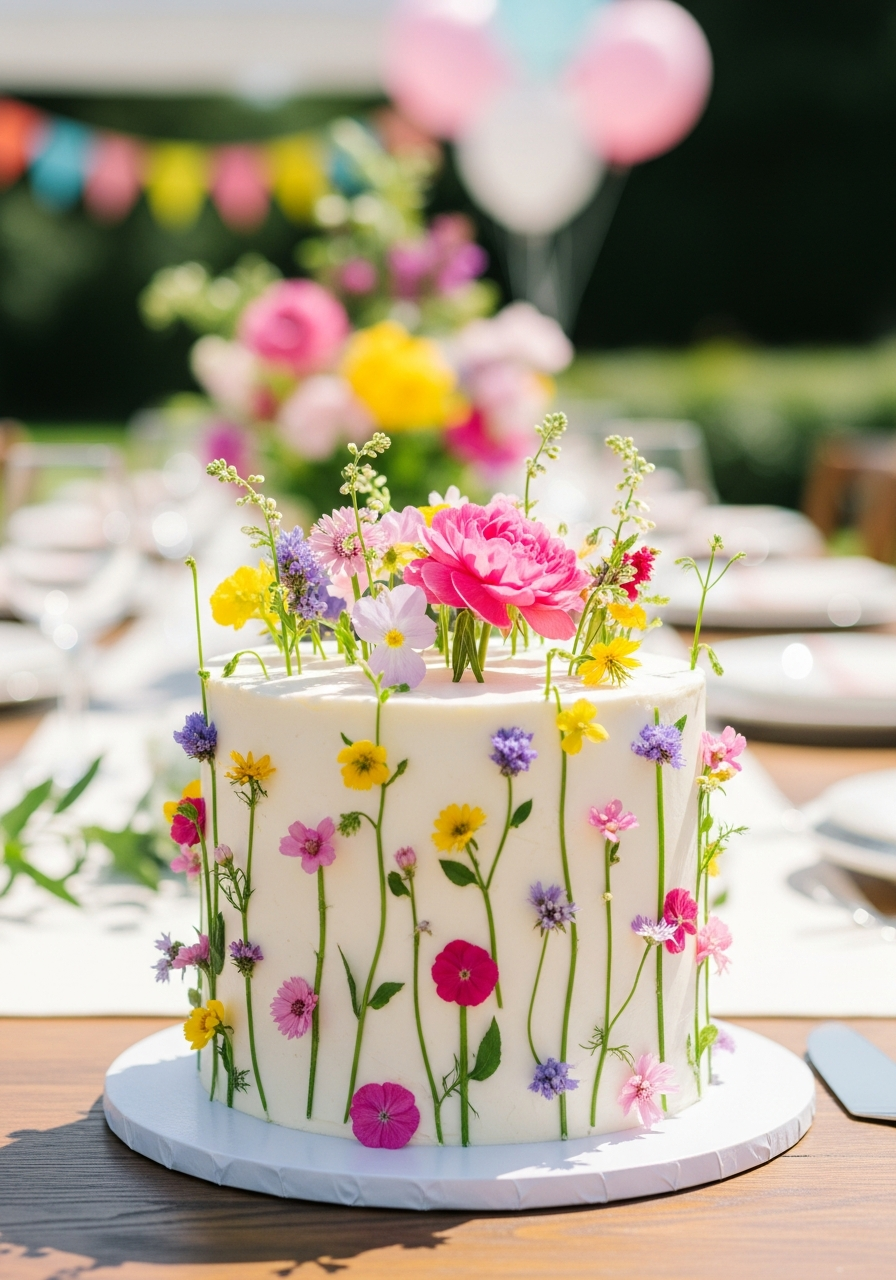 14. Wildflower Bridal Shower Cake