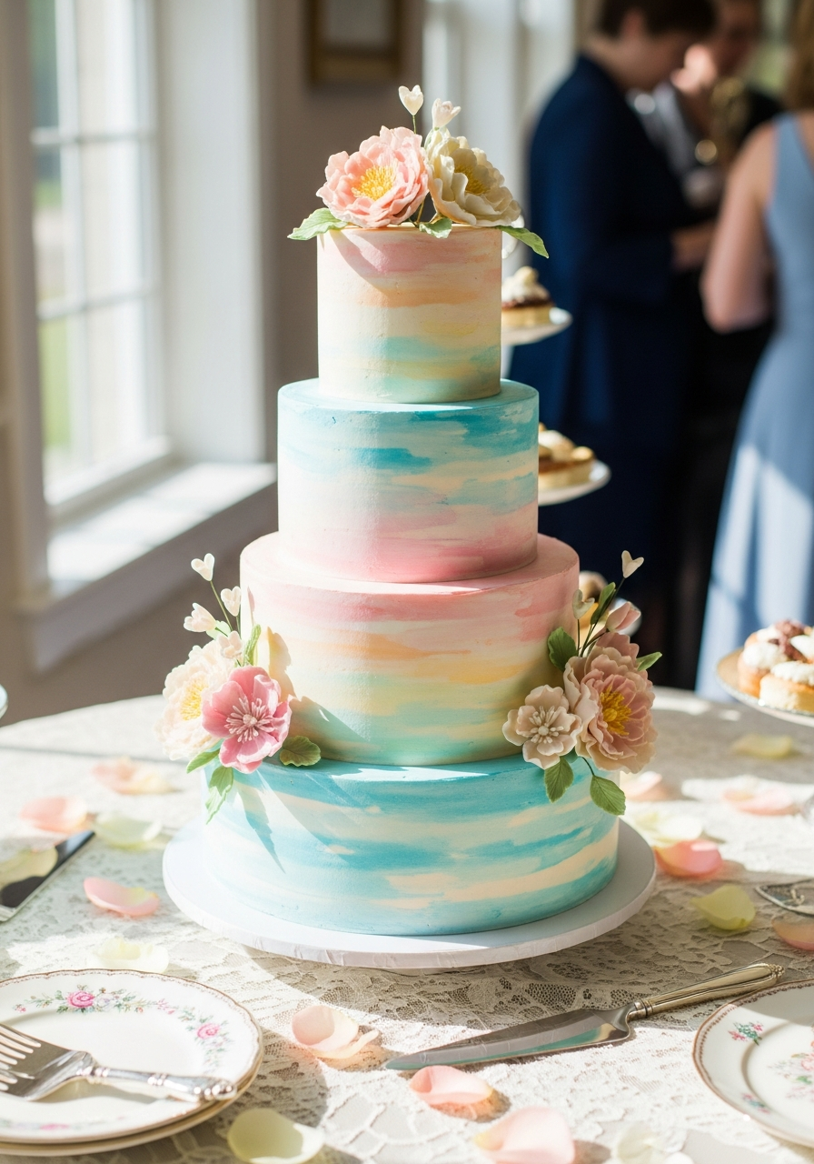 22. Watercolor Bridal Shower Cake