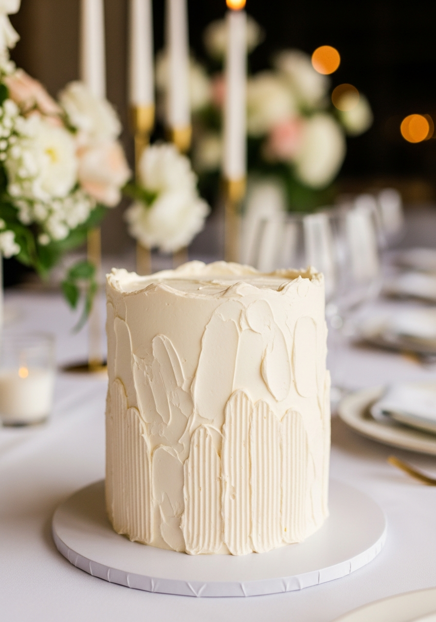 25. Textured Buttercream Bridal Cake