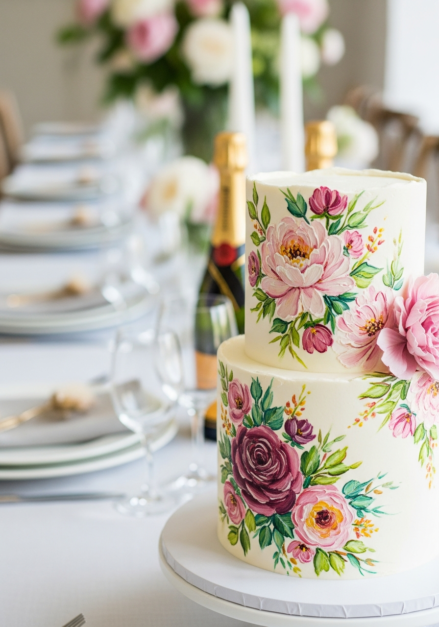 41. Hand Painted Floral Cake