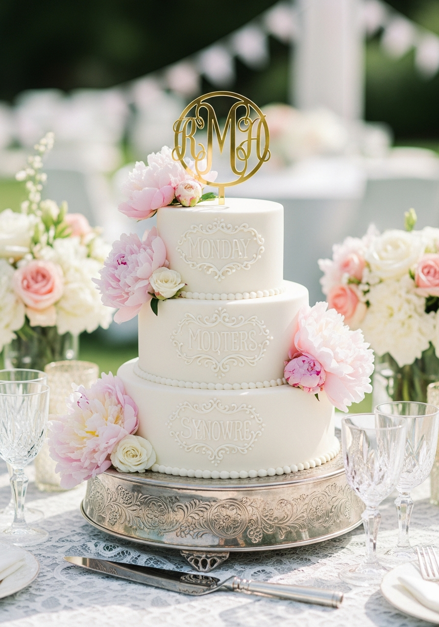 47. Monogram Bridal Shower Cake