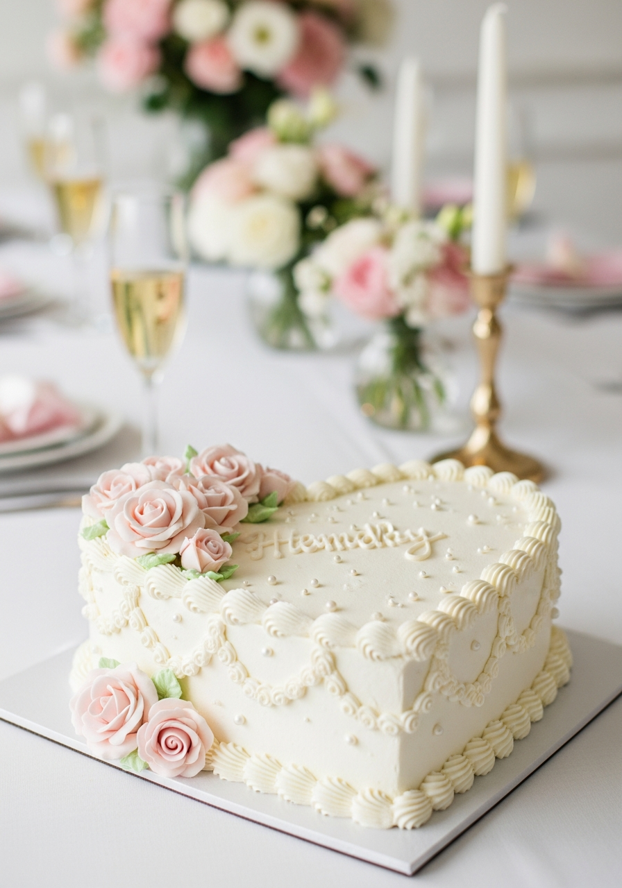 48. Heart Shaped Bridal Cake