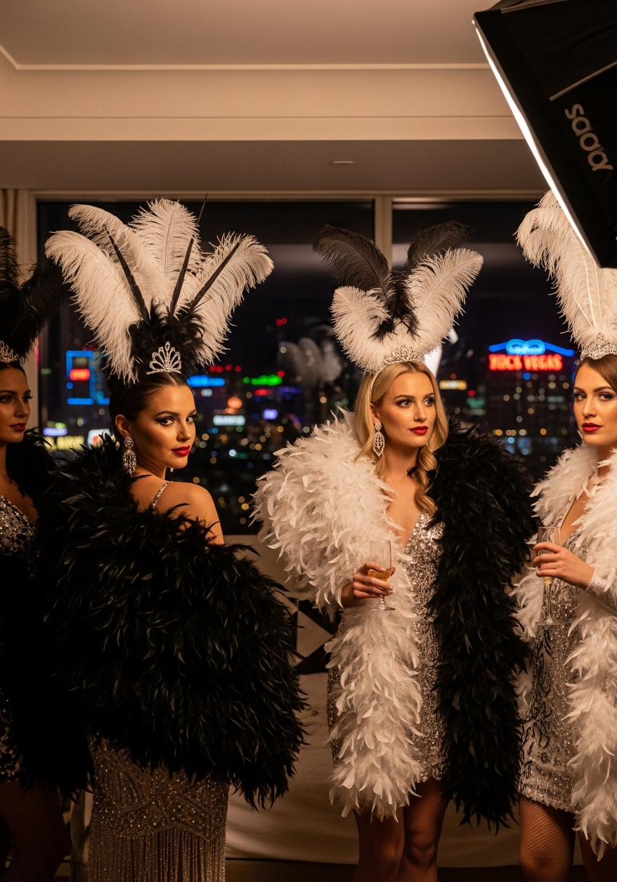 26. Vegas Style Feather Outfits