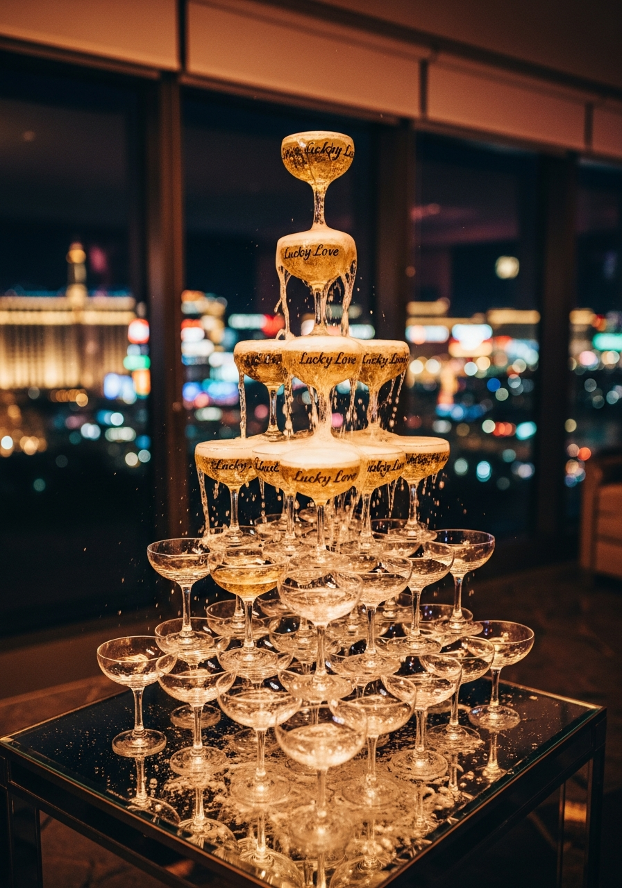 40. Lucky Love Champagne Tower