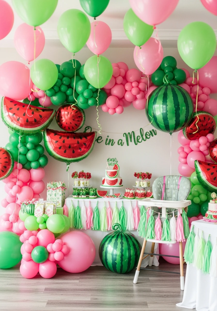 Themed Balloons - One in a Melon First Birthday Ideas
